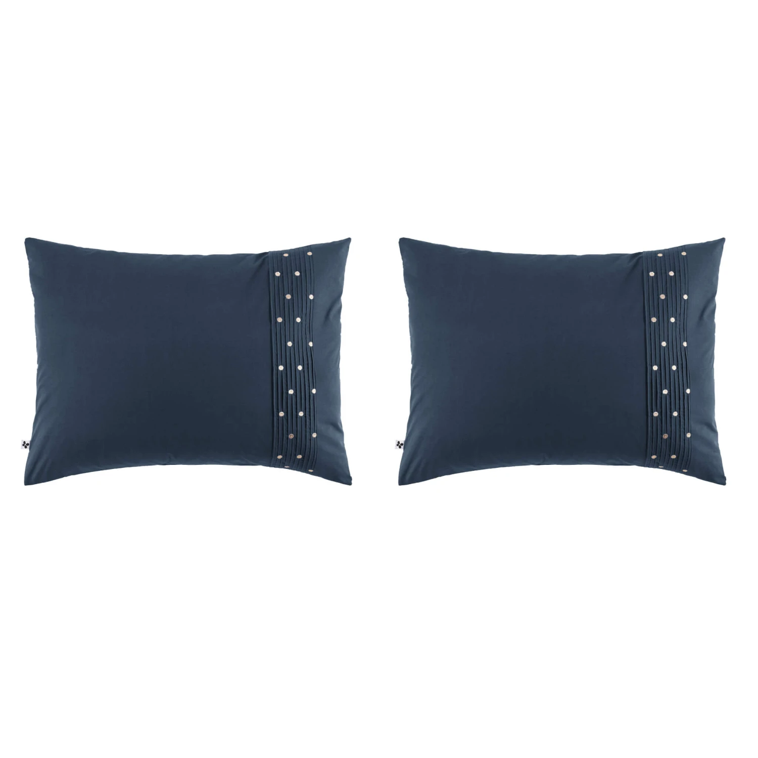 Lot De 2 Taies D'oreiller Brodées Plis Religieuses Marine 4 Lot De 2 Taies D'oreiller Brodées Plis Religieuses Marine – Image 2