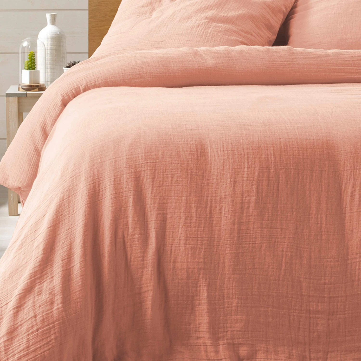 Parure De Lit Double Gaze De Coton Rose Angelia 4 Parure De Lit Double Gaze De Coton Rose Angelia – Image 2