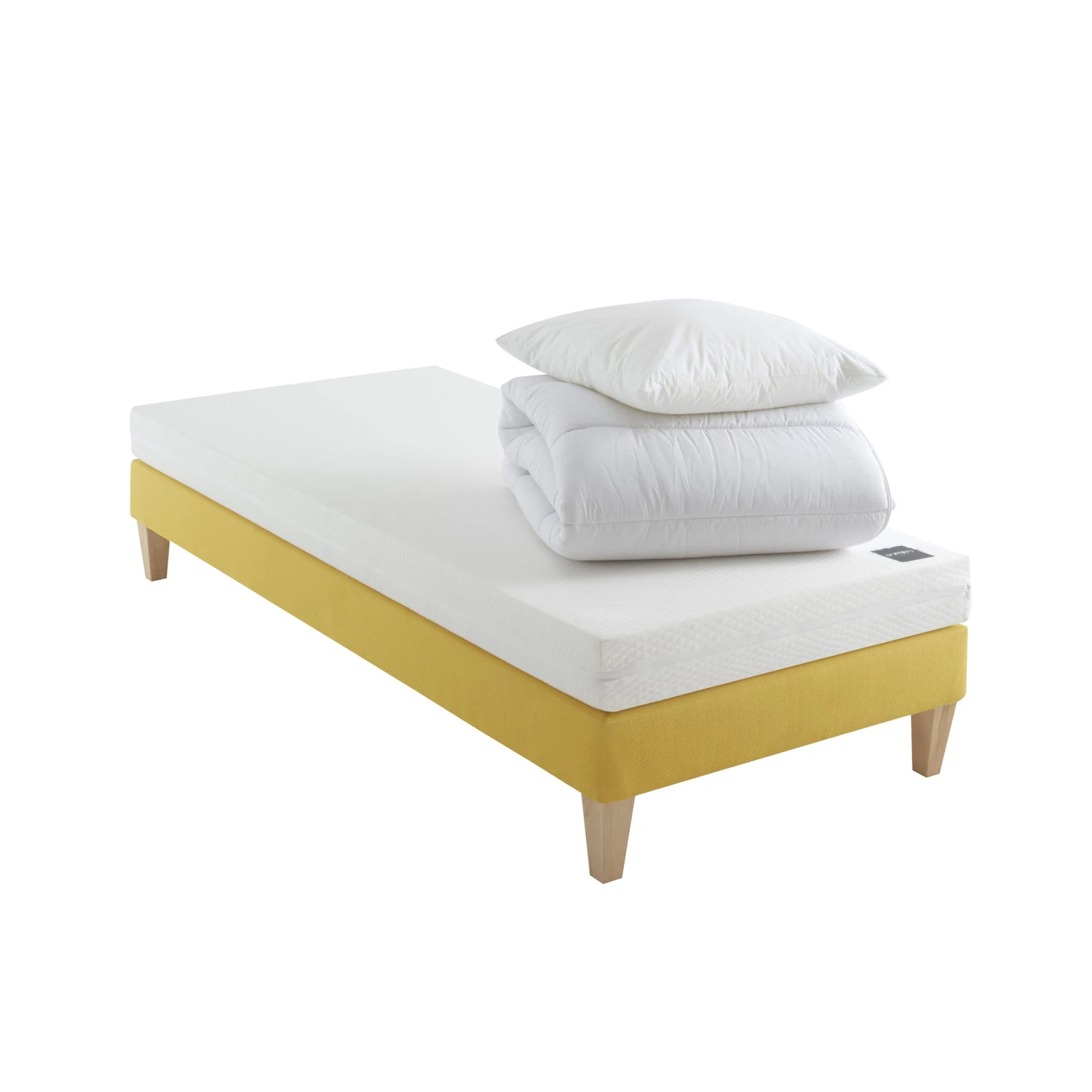 Ensemble Matelas Junior Mousse, Sommier, Pieds, Couette Et Oreiller Aurore 100 - SOMEO – Image 12