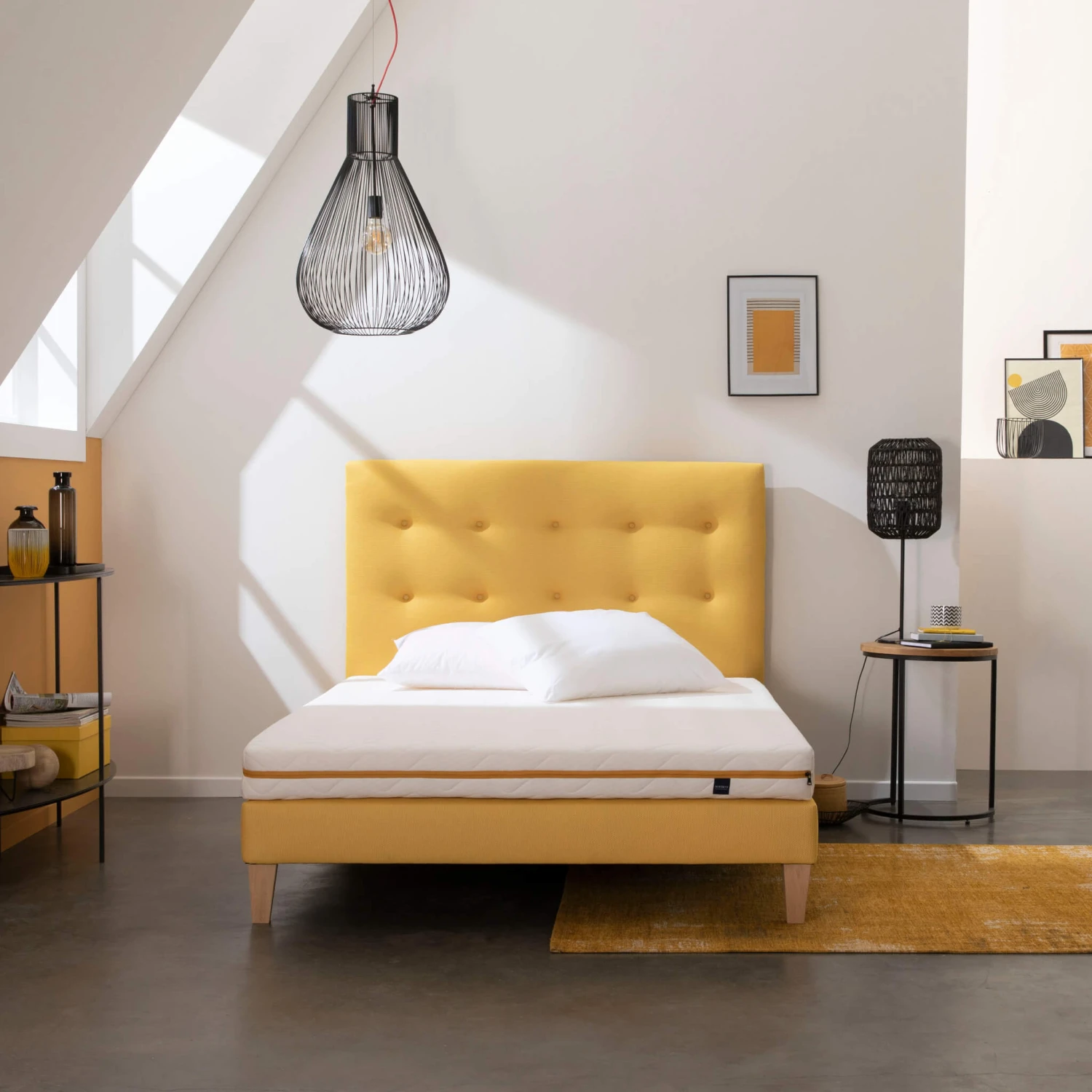 Ensemble Matelas Mousse, Sommier, Pieds, Tête De Lit, Couette Et Oreiller Aurore 200 - SOMEO 14 Ensemble Matelas Mousse, Sommier, Pieds, Tête De Lit, Couette Et Oreiller Aurore 200 - SOMEO – Image 12