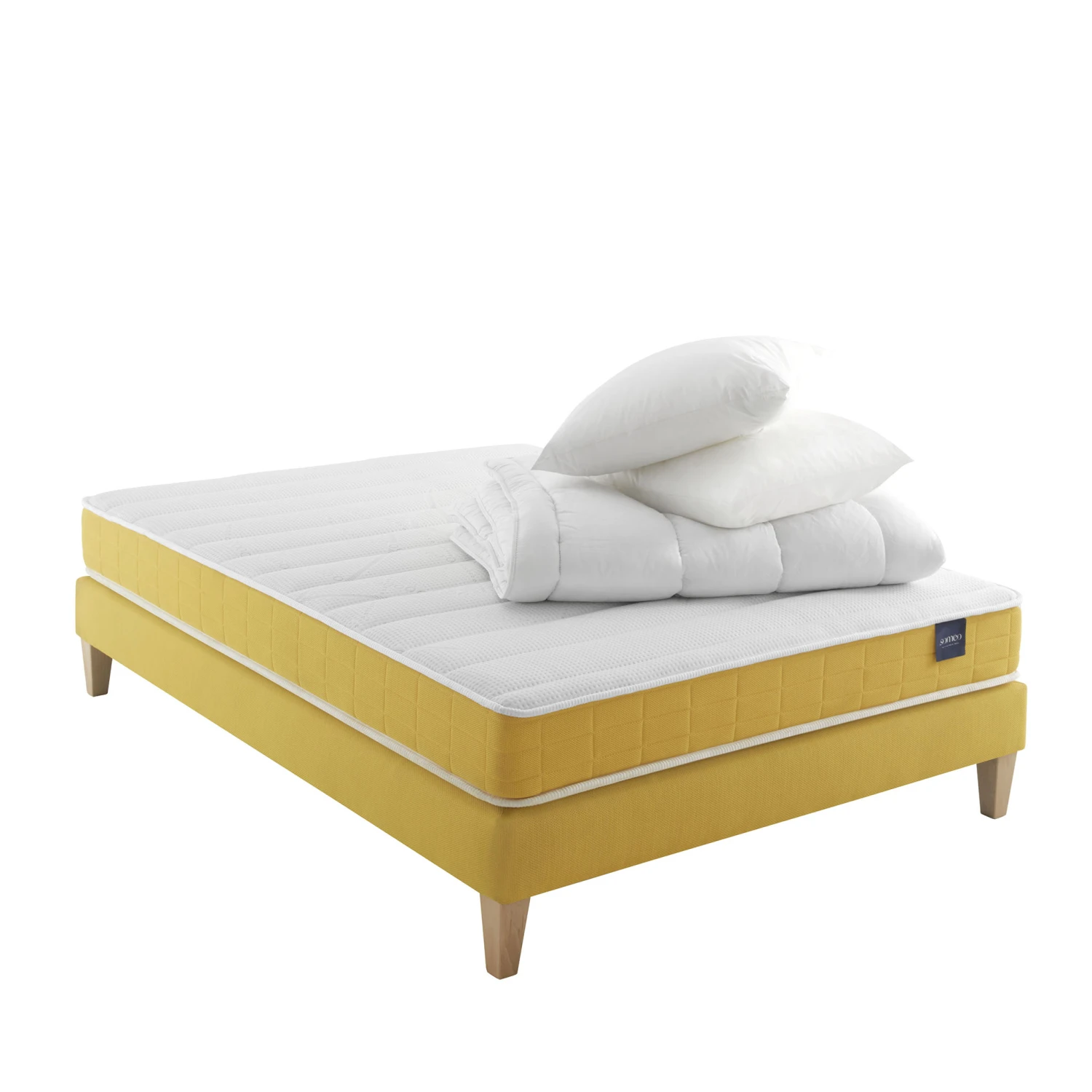 Ensemble Matelas Mousse, Sommier, Pieds, Couette Et Oreiller Aurore 400 - SOMEO 3 Ensemble Matelas Mousse, Sommier, Pieds, Couette Et Oreiller Aurore 400 - SOMEO