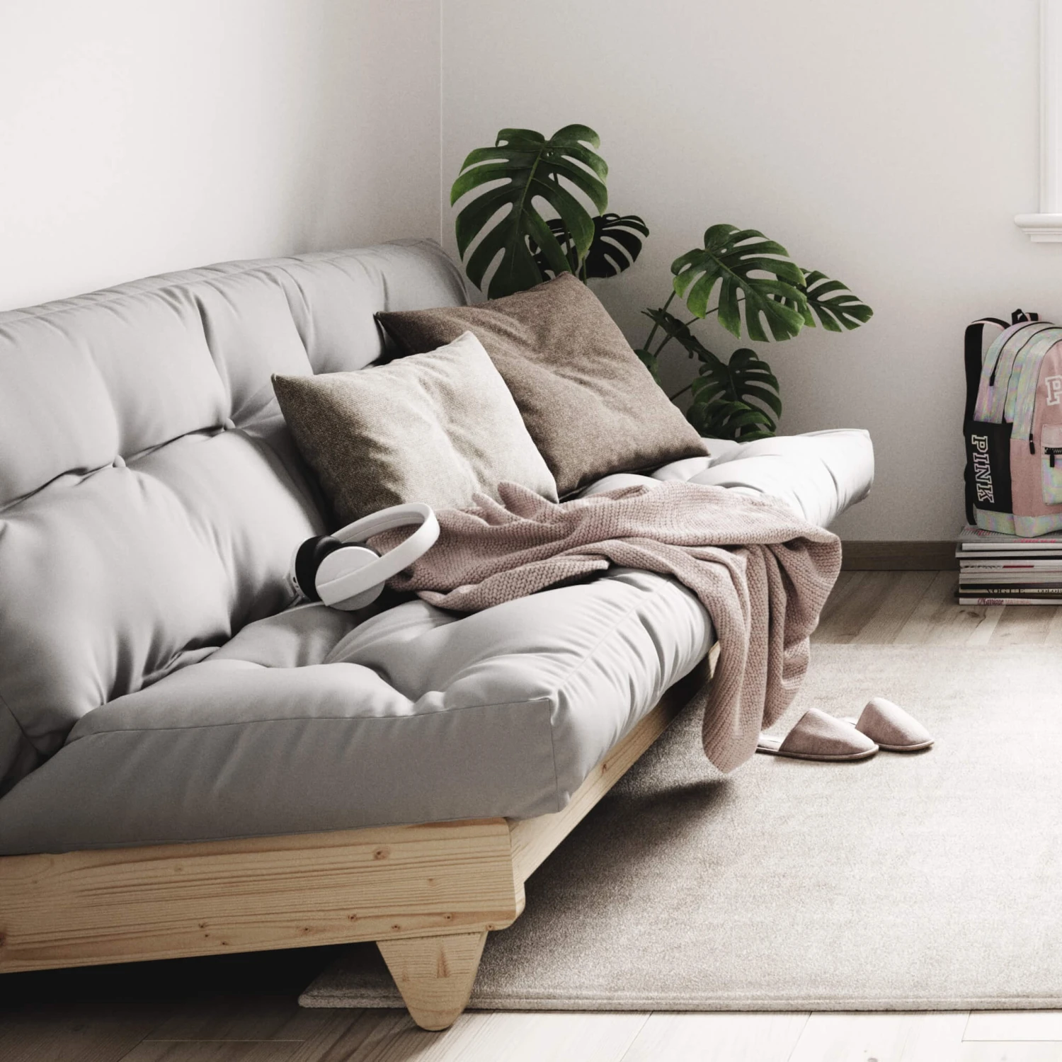 Banquette Ajustable En Pin Massif Naturel Avec Matelas Futon 140x200 4 Banquette Ajustable En Pin Massif Naturel Avec Matelas Futon 140x200 – Image 2