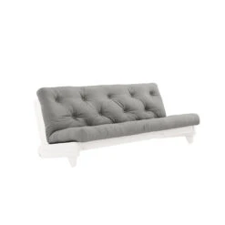 Banquette Ajustable FRESH En Pin Massif Blanc Avec Matelas Futon 140x200 -Magasin De Literie banquette fresh blanc gris profil fond blanc.jpg