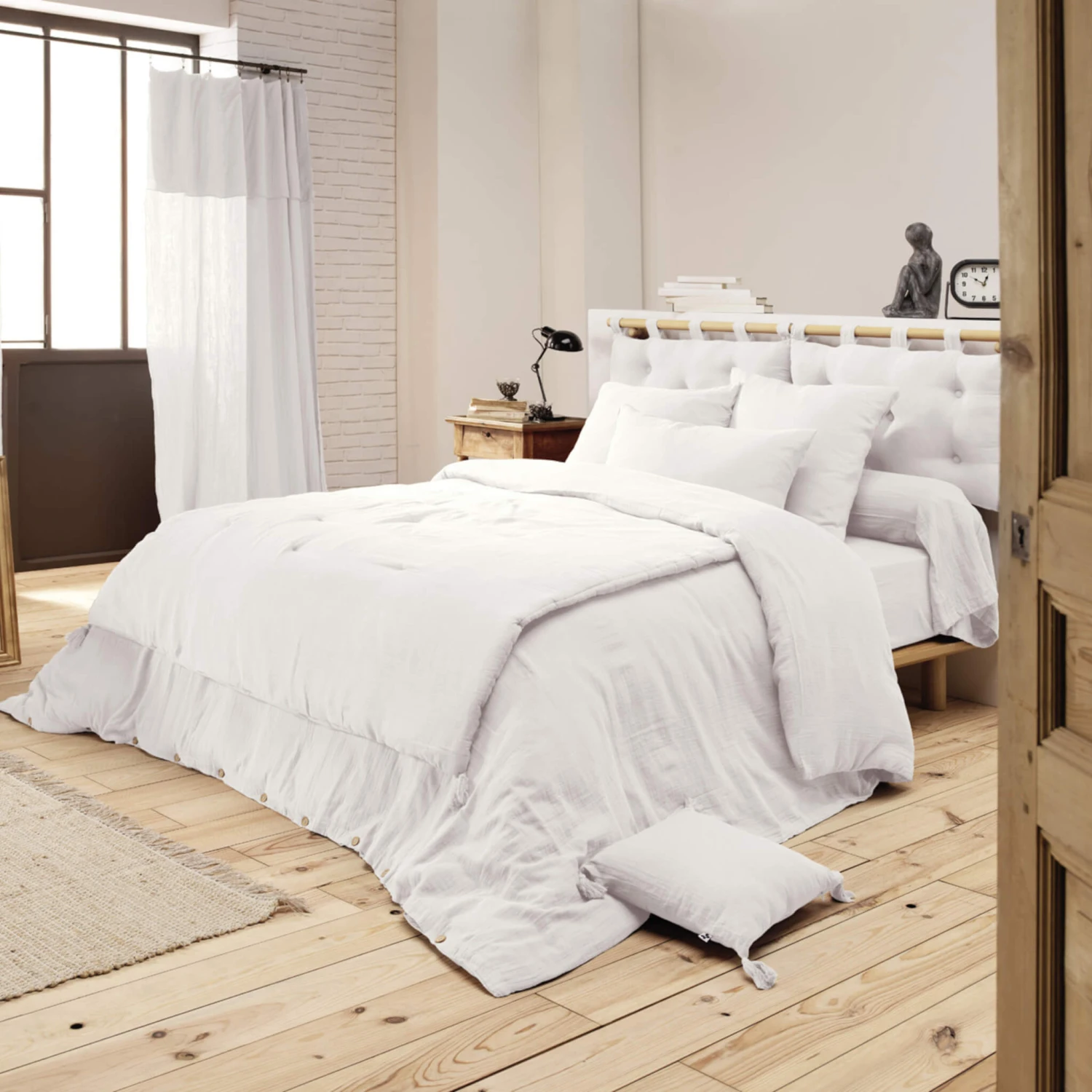 Housse De Couette Double Gaze De Coton Blanc 5 Housse De Couette Double Gaze De Coton Blanc – Image 3