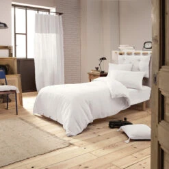 Housse De Couette Double Gaze De Coton Blanc 10 Housse De Couette Double Gaze De Coton Blanc -Magasin De Literie blanc ambiance 1 2