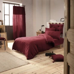 Housse De Couette Double Gaze De Coton Bordeaux -Magasin De Literie bordeaux ambiance 1 1