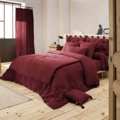 Housse De Couette Double Gaze De Coton Bordeaux -Magasin De Literie bordeaux ambiance 2