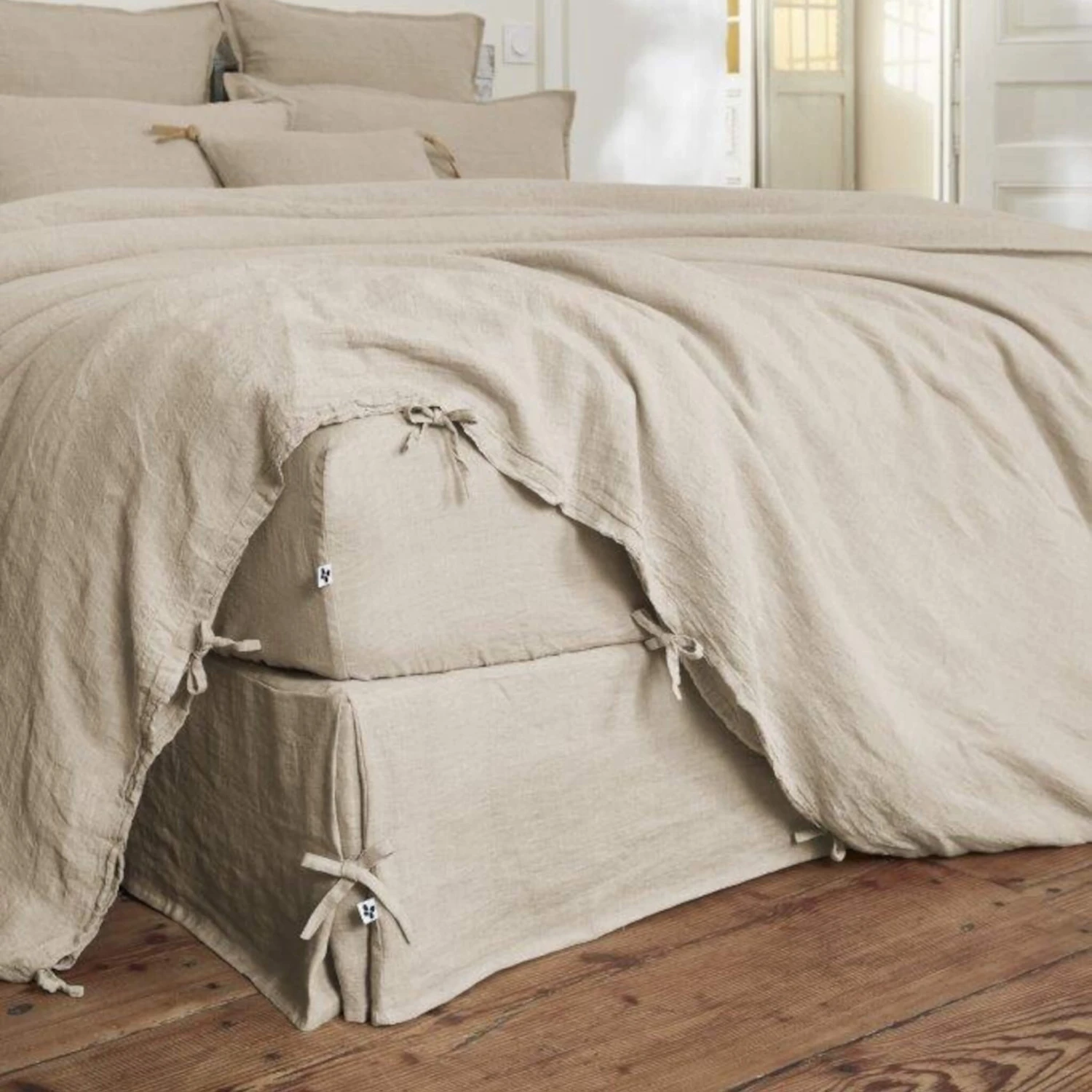 Cache-sommier à Nouettes Lin Lavé 3 Cache-sommier à Nouettes Lin Lavé