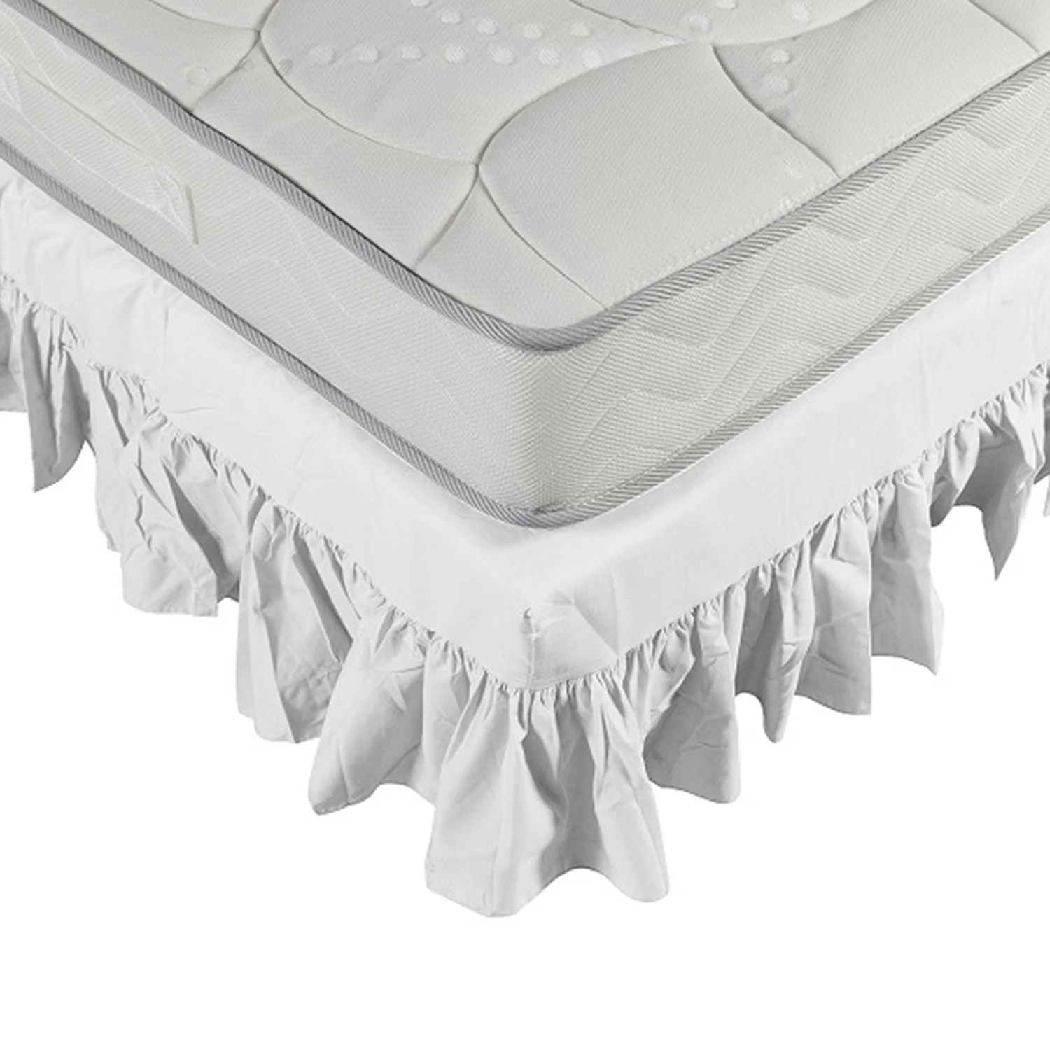 Cache Sommier Blanc Intégral à Volants 4 Cache Sommier Blanc Intégral à Volants – Image 2