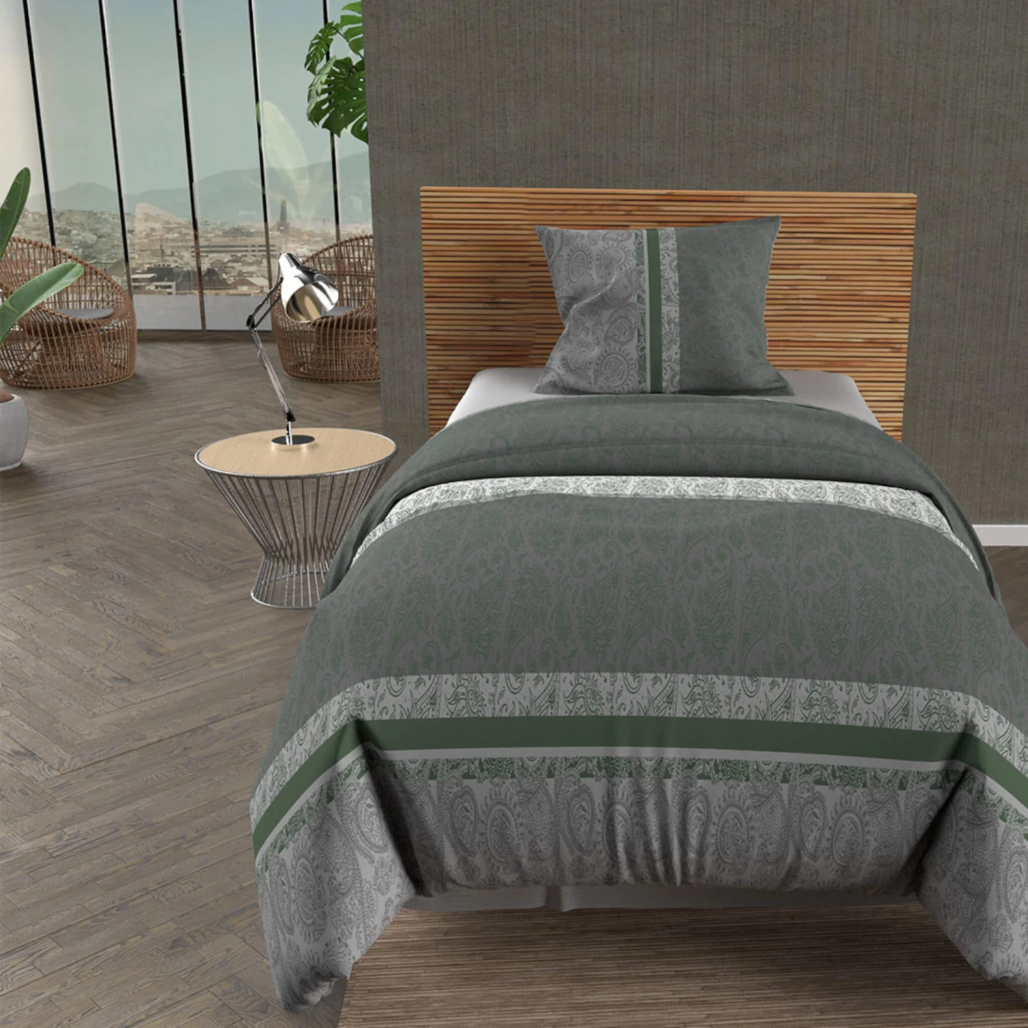 Parure De Lit Cachemire Gris 4 Parure De Lit Cachemire Gris – Image 2