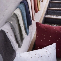 Taie D'oreiller à Pois Brodés Double Gaze De Coton Marine 9 Taie D'oreiller à Pois Brodés Double Gaze De Coton Marine -Magasin De Literie chic to coloris 10