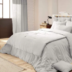 Couvre-lit Double Gaze De Coton Gris 8 Couvre-lit Double Gaze De Coton Gris -Magasin De Literie couvre lit gris zoom