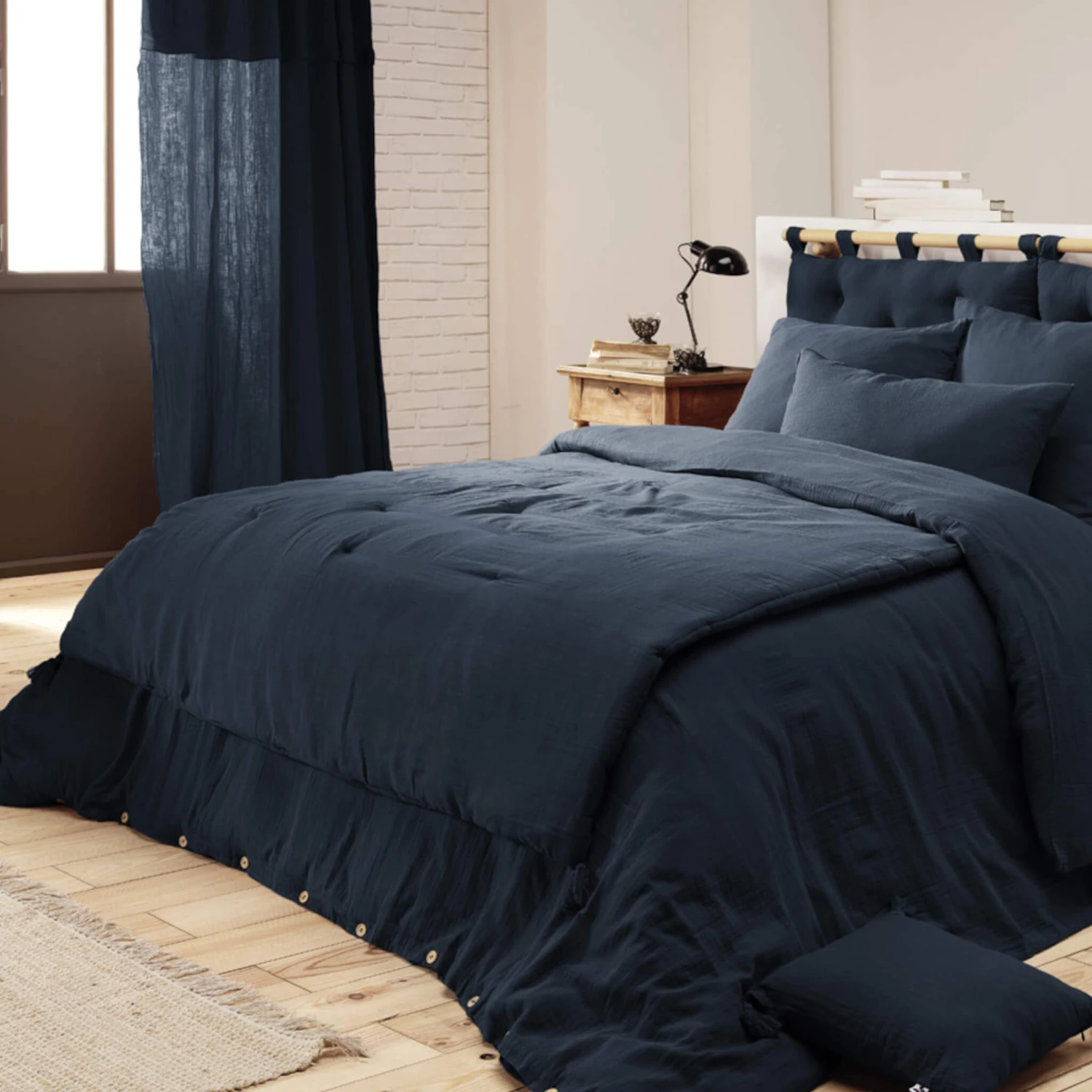 Couvre-lit Double Gaze De Coton Marine 4 Couvre-lit Double Gaze De Coton Marine – Image 2