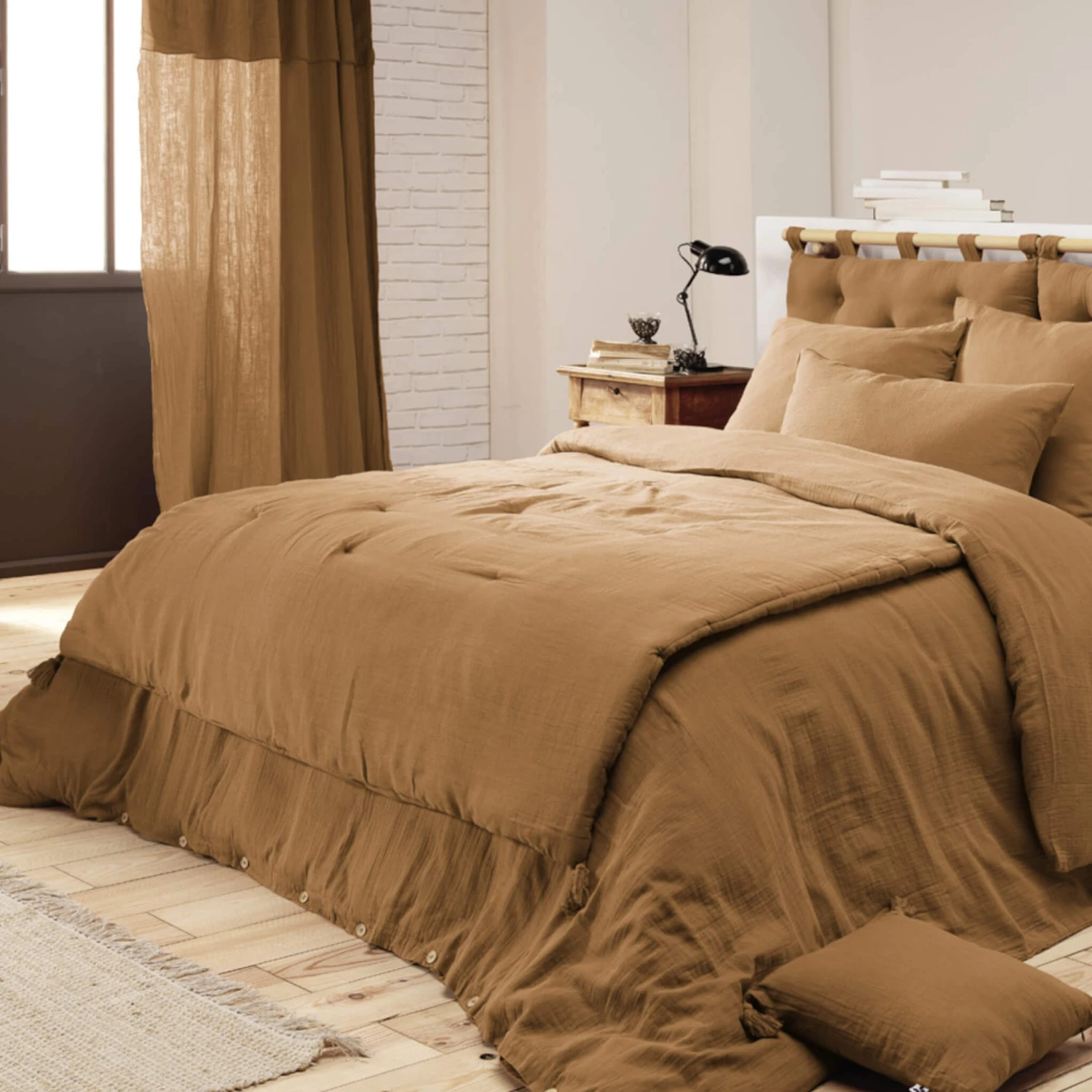 Couvre-lit Double Gaze De Coton Marron 4 Couvre-lit Double Gaze De Coton Marron – Image 2