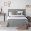 Couvre-lit Microfibre Matelassé Mellow Chic Gris Et Blanc -Magasin De Literie couvre lit mellow gris blanc