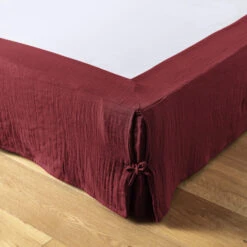 Cache Sommier Double Gaze De Coton Bordeaux
