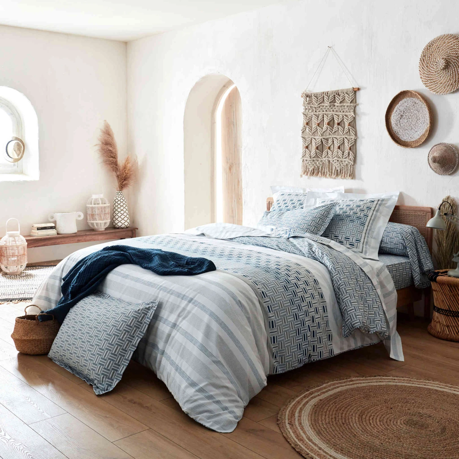 Drap Housse Diego Bleu Bonnet 30 Cm - Tradilinge 5 Drap Housse Diego Bleu Bonnet 30 Cm - Tradilinge – Image 3