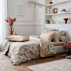 Drap Housse Percale Santal Beige Bonnet 30 Cm - Tradilinge -Magasin De Literie dh santal beige ambiance