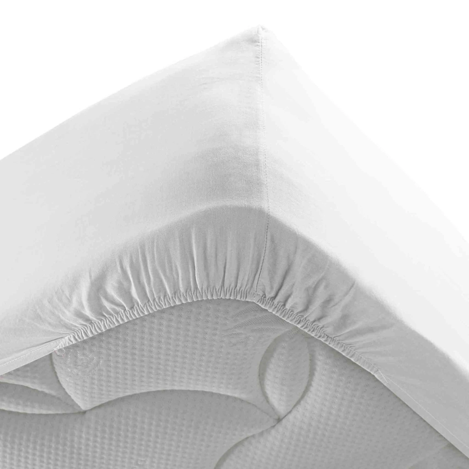 Drap Housse Coton Lavé Stonalia Blanc Bonnet 30 Cm 4 Drap Housse Coton Lavé Stonalia Blanc Bonnet 30 Cm – Image 2