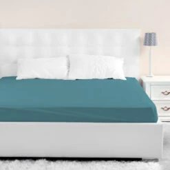 Drap Housse Jersey Bleu Canard Bonnet 40 Cm