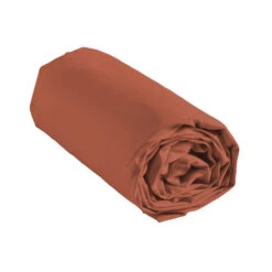Drap Housse Coton Lavé Linette Terracotta 8 Drap Housse Coton Lavé Linette Terracotta -Magasin De Literie drap house linette terracotta roul fond blanc
