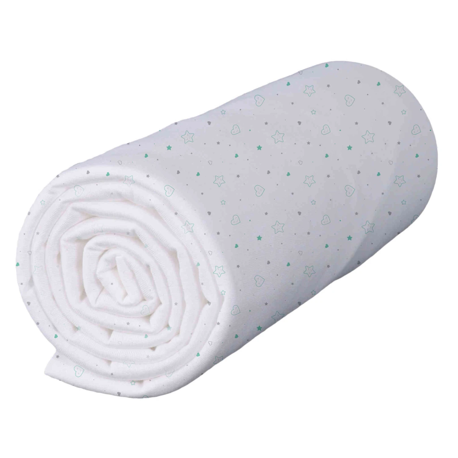 Lot De 2 Draps Housses Bébé En Jersey Bio Imprimés étoiles Et Cœurs Turquoise 6 Lot De 2 Draps Housses Bébé En Jersey Bio Imprimés étoiles Et Cœurs Turquoise – Image 4