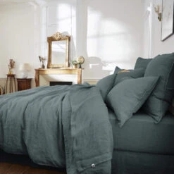 Drap Plat Lin Lavé 17 Drap Plat Lin Lavé -Magasin De Literie drap plat soline anthra ambiance 2 2