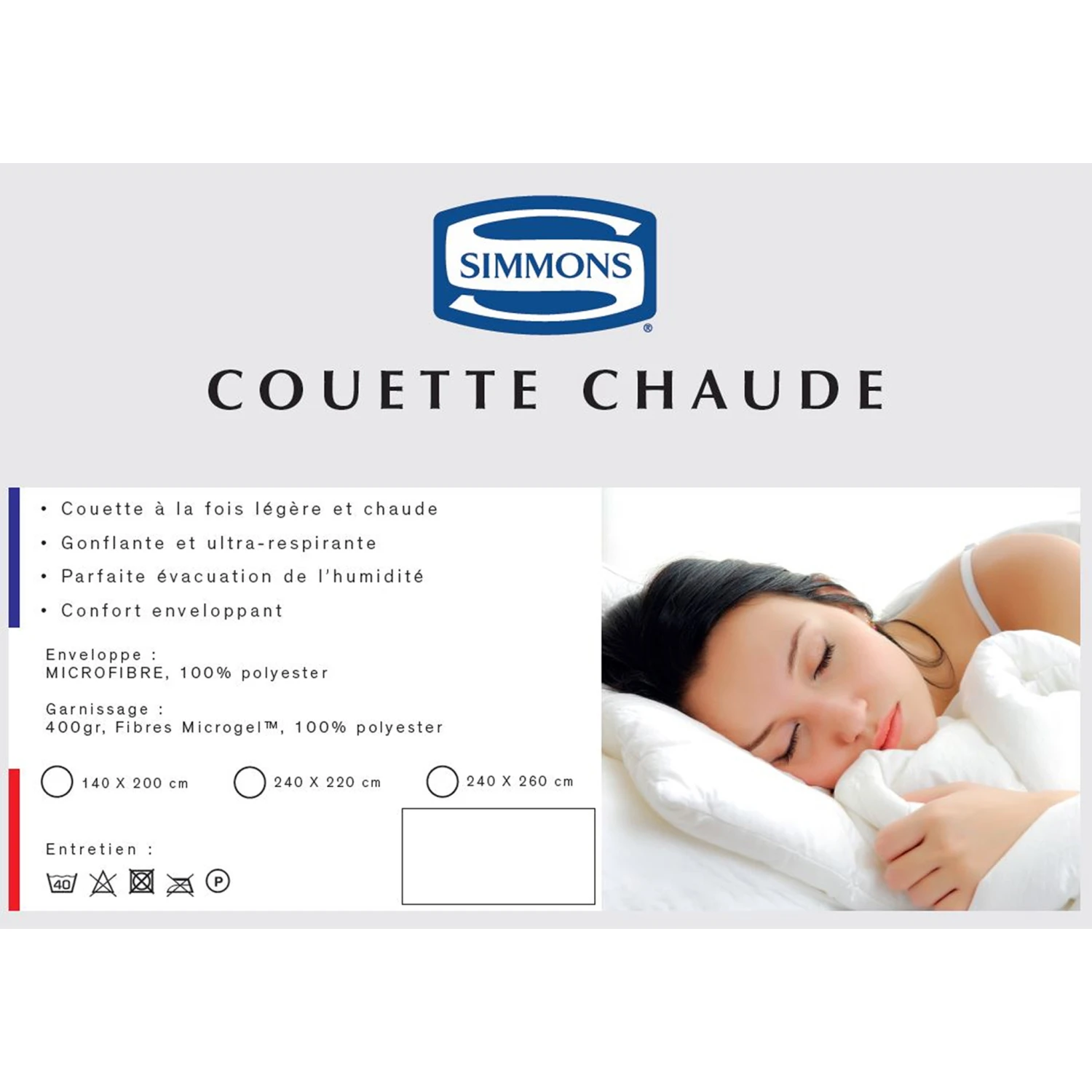 Couette Simmons Hiver Micro-gel 400g 4 Couette Simmons Hiver Micro-gel 400g – Image 2