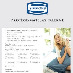 Protège Matelas Simmons Palerme Imperméable 11 Protège Matelas Simmons Palerme Imperméable -Magasin De Literie encart prot ge matelas palerme 1