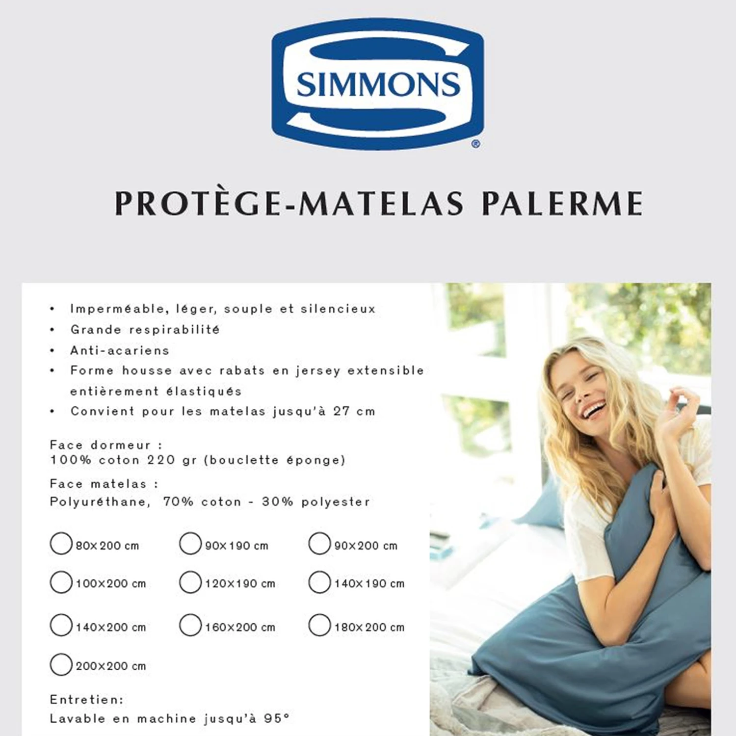 Protège Matelas Simmons Palerme Imperméable 7 Protège Matelas Simmons Palerme Imperméable – Image 5