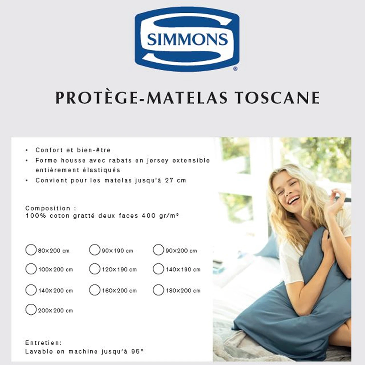 Protège Matelas Simmons Toscane 400g 5 Protège Matelas Simmons Toscane 400g – Image 3