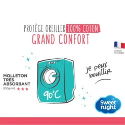 Protège Oreiller 100% Coton Anti-rétrécissement Absorbant Silencieux Et Respirant -Magasin De Literie encart protege oreiller