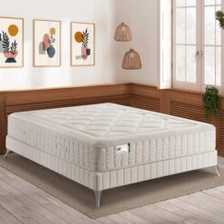 Matelas Simmons Ressorts Ensachés, Latex, Mousse Et Lin F1rst FR.4 -Magasin De Literie ens simmons first4 3 4 ambiance