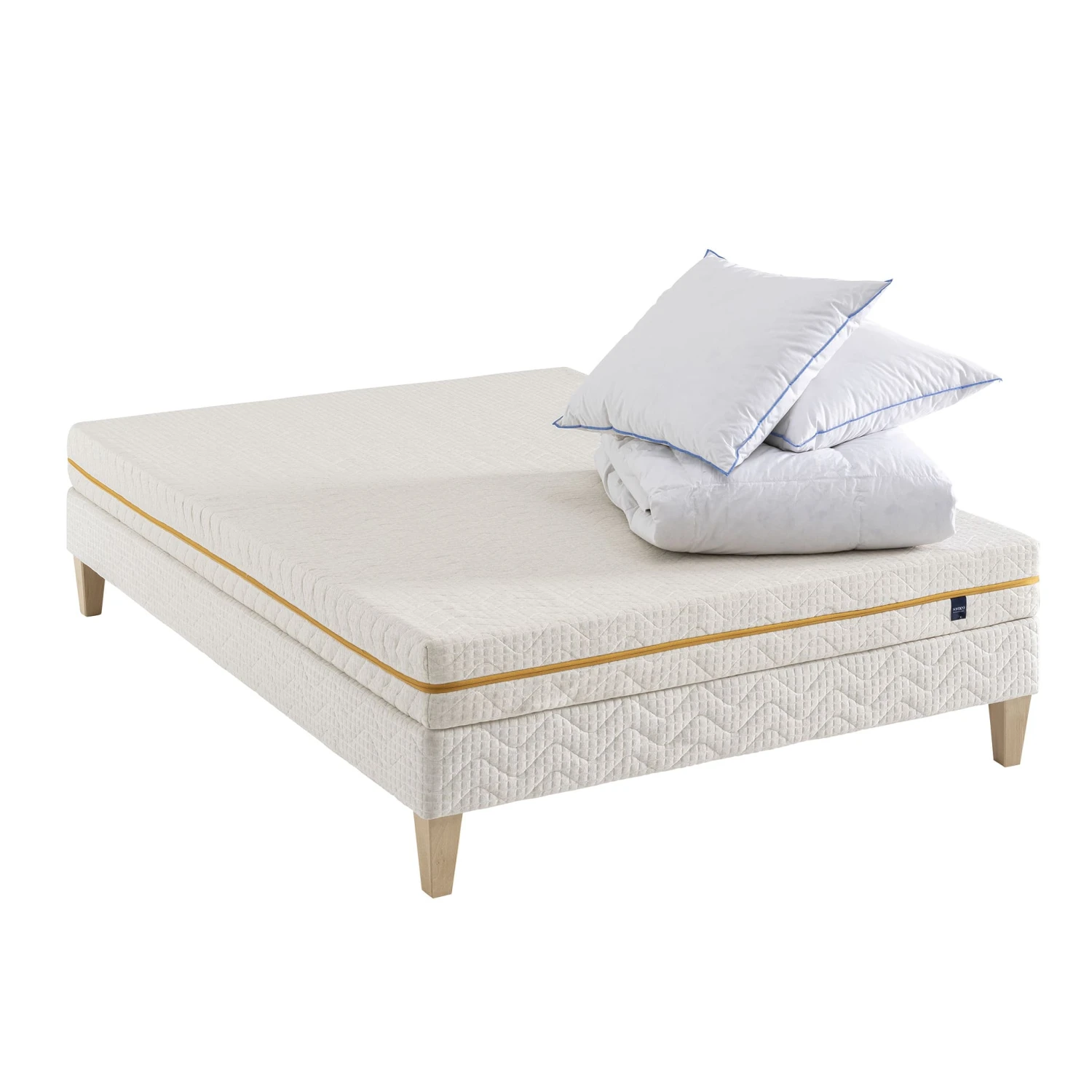 Ensemble Matelas Mousse Recyclée, Sommier, Pieds, Couette Et Oreiller Aube 400 - SOMEO 3 Ensemble Matelas Mousse Recyclée, Sommier, Pieds, Couette Et Oreiller Aube 400 - SOMEO