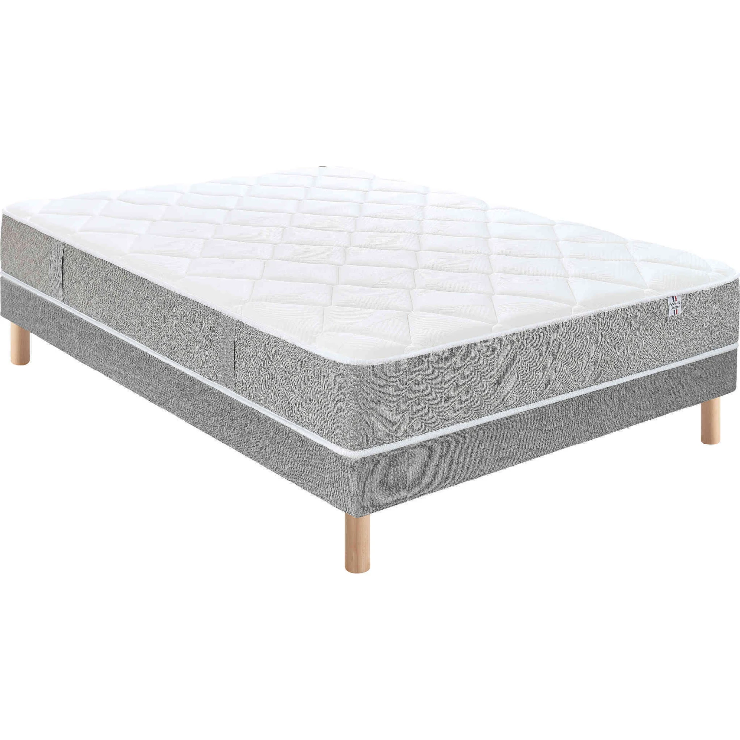 Ensemble Matelas Sommier, Ressorts Ensachés + 2cm Mousse Mémoire RV2