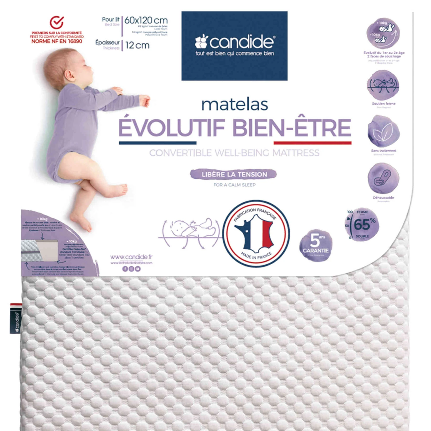 Candide Matelas Bébé Déhoussable EVOLUTIF BIEN-ÊTRE 5 Candide Matelas Bébé Déhoussable EVOLUTIF BIEN-ÊTRE – Image 3