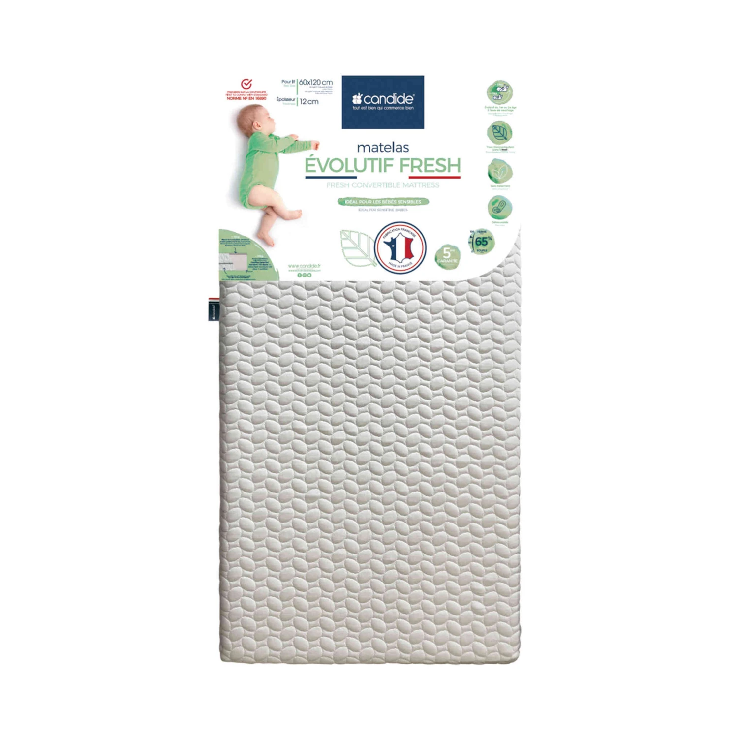 Candide Matelas Bébé Déhoussable EVOLUTIF FRESH 3 Candide Matelas Bébé Déhoussable EVOLUTIF FRESH