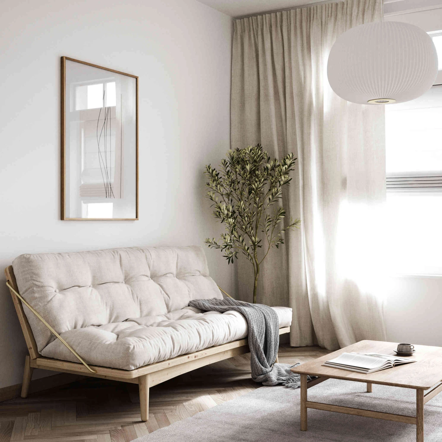 Banquette Ajustable FOLK En Pin Massif Naturel Avec Matelas Futon 130x190 7 Banquette Ajustable FOLK En Pin Massif Naturel Avec Matelas Futon 130x190 – Image 5