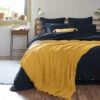 Plaid Gaze De Coton à Franges Jaune Safran 2 Plaid Gaze De Coton à Franges Jaune Safran -Magasin De Literie gaia jaune amb 1 plaid