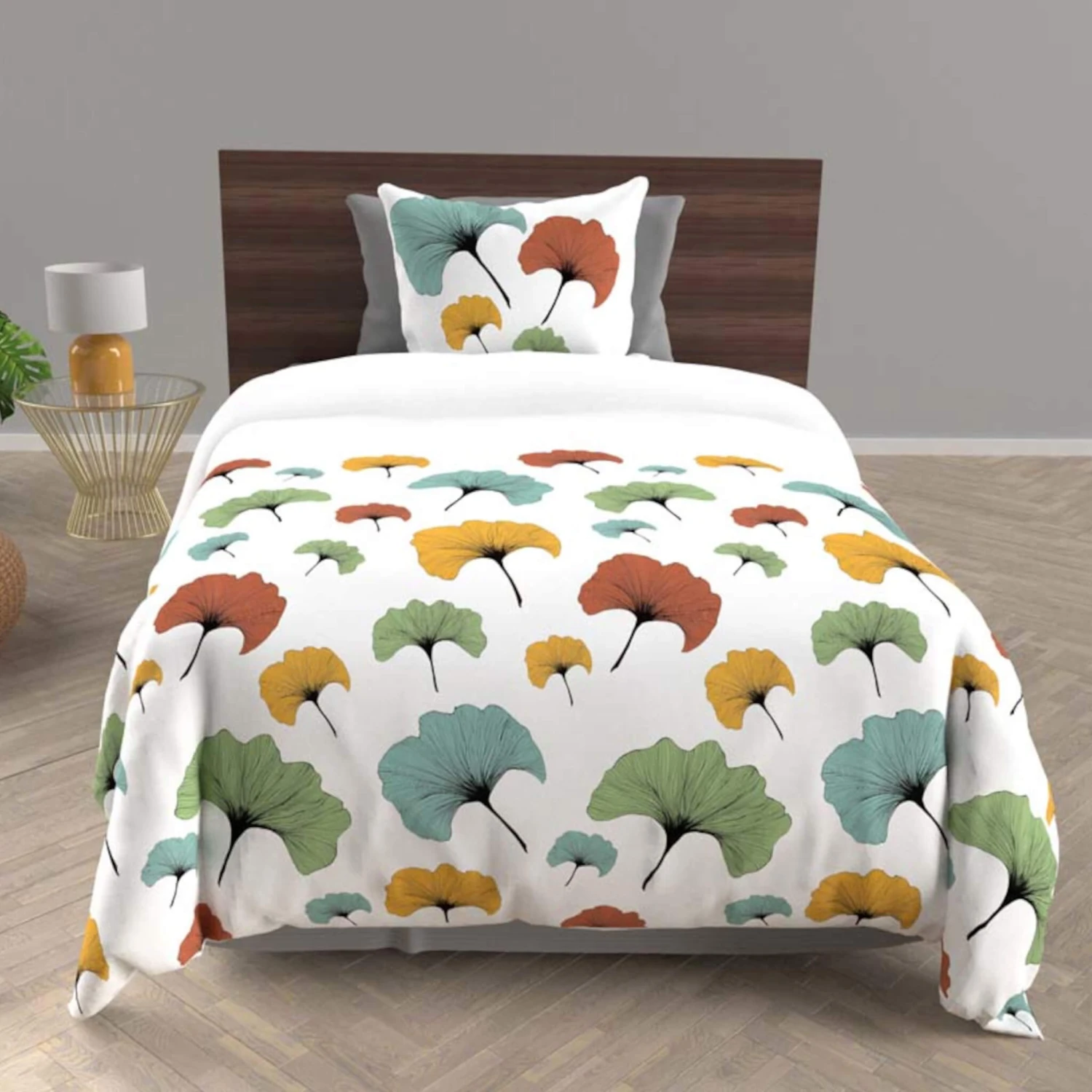 Parure De Lit Ginkgo Blanc 4 Parure De Lit Ginkgo Blanc – Image 2