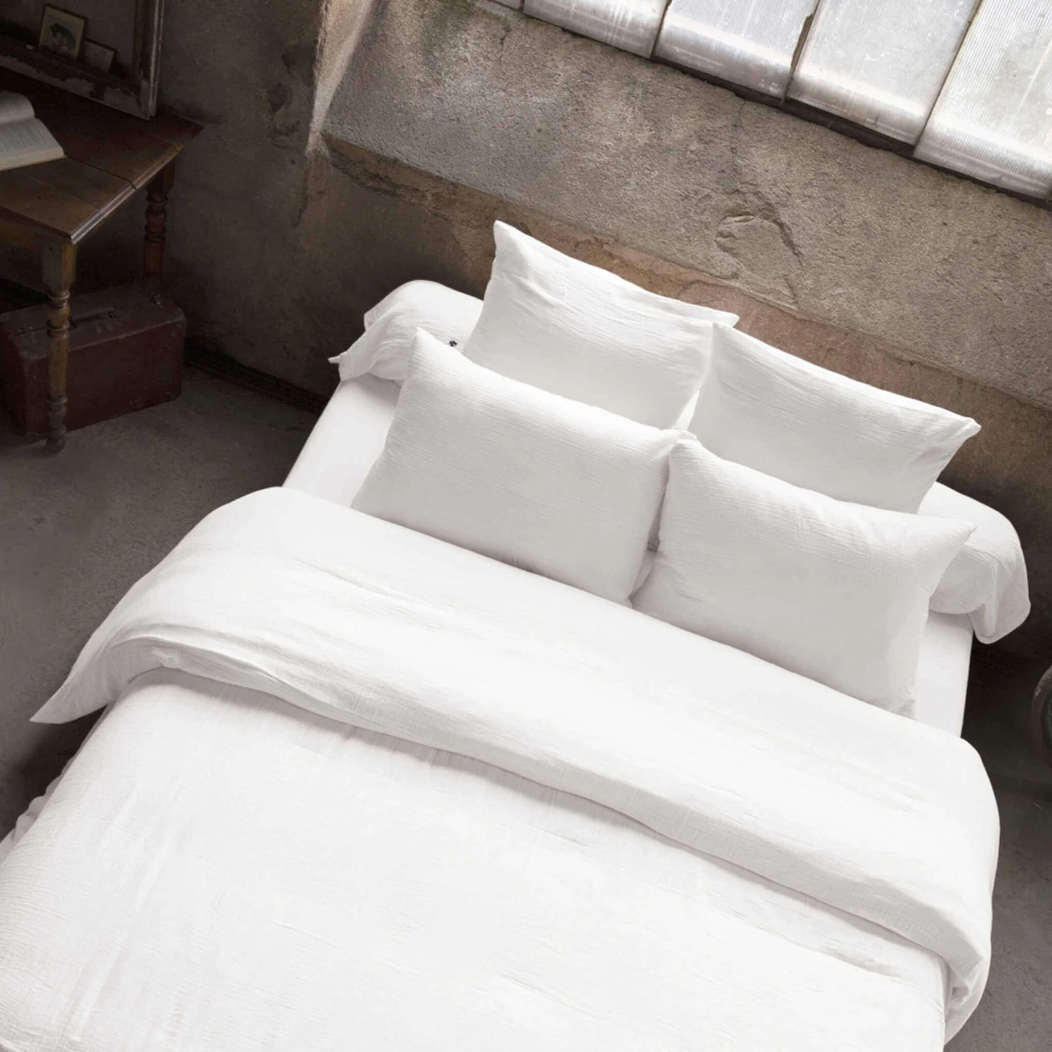 Housse De Couette Double Gaze De Coton Blanc 4 Housse De Couette Double Gaze De Coton Blanc – Image 2