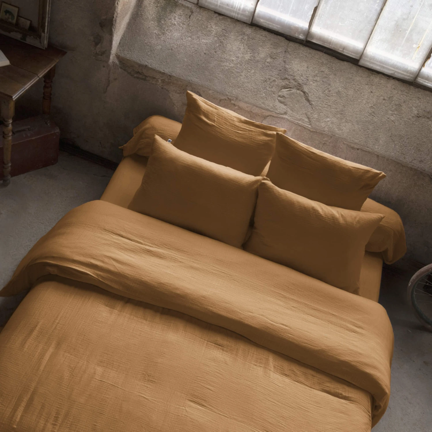 Housse De Couette Double Gaze De Coton Marron 4 Housse De Couette Double Gaze De Coton Marron – Image 2