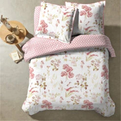 Parure De Lit Hortensia Rose 7 Parure De Lit Hortensia Rose -Magasin De Literie hortensia vue du dessus copie