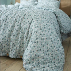 Housse De Couette Gaze De Coton Imprimé Floral Bleu Clair 7 Housse De Couette Gaze De Coton Imprimé Floral Bleu Clair -Magasin De Literie housse couette marguerite ambiance 2