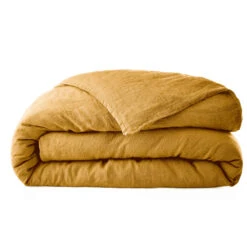 Housse De Couette Lin Lavé -Magasin De Literie housse de couette lin lave jaune fond blanc