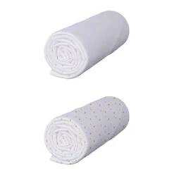 Lot De 2 Draps Housses Bébé Coton Jersey Blanc/Renard 60x120 Cm