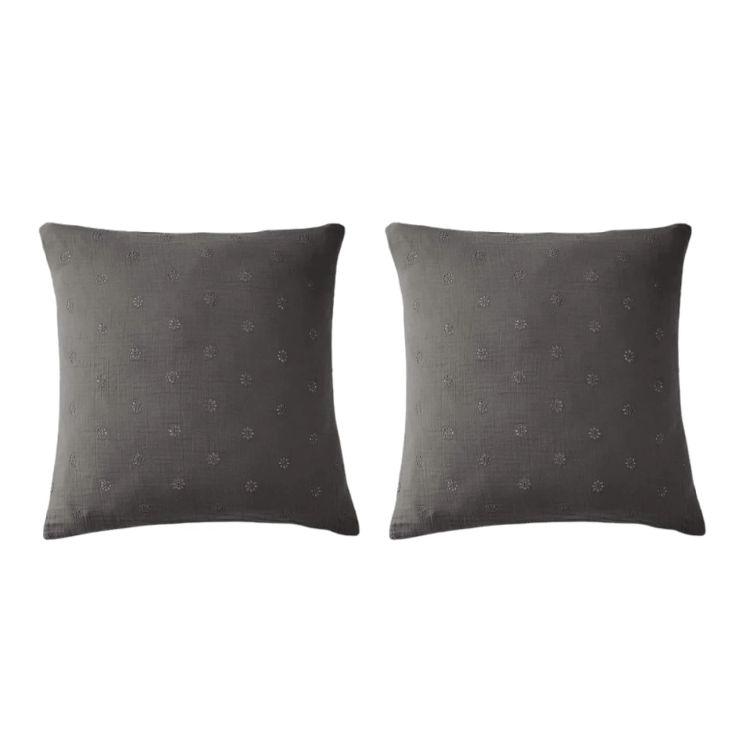 Lot De 2 Taies D'oreillers Brodées Double Gaze De Coton 3 Lot De 2 Taies D'oreillers Brodées Double Gaze De Coton