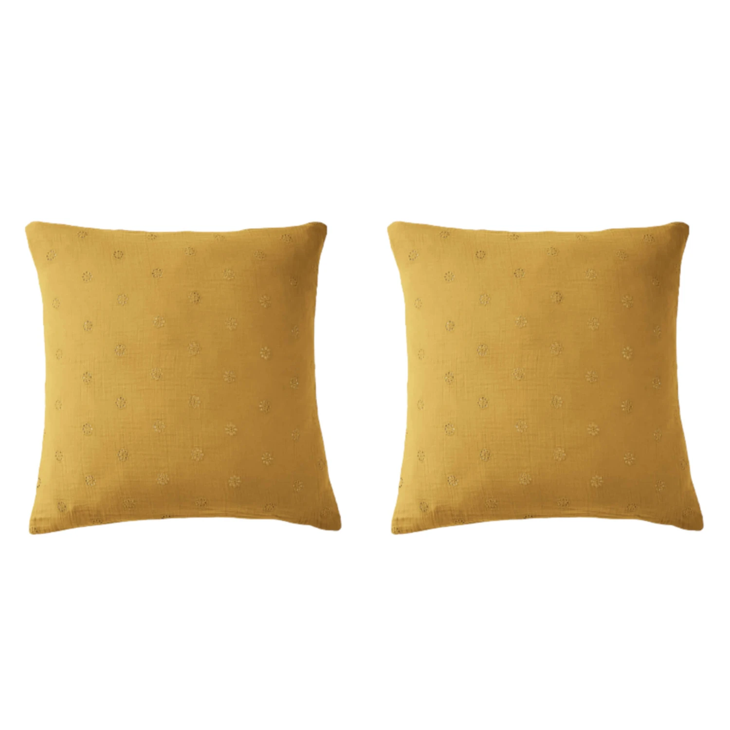 Lot De 2 Taies D'oreillers Brodées Double Gaze De Coton 5 Lot De 2 Taies D'oreillers Brodées Double Gaze De Coton – Image 3