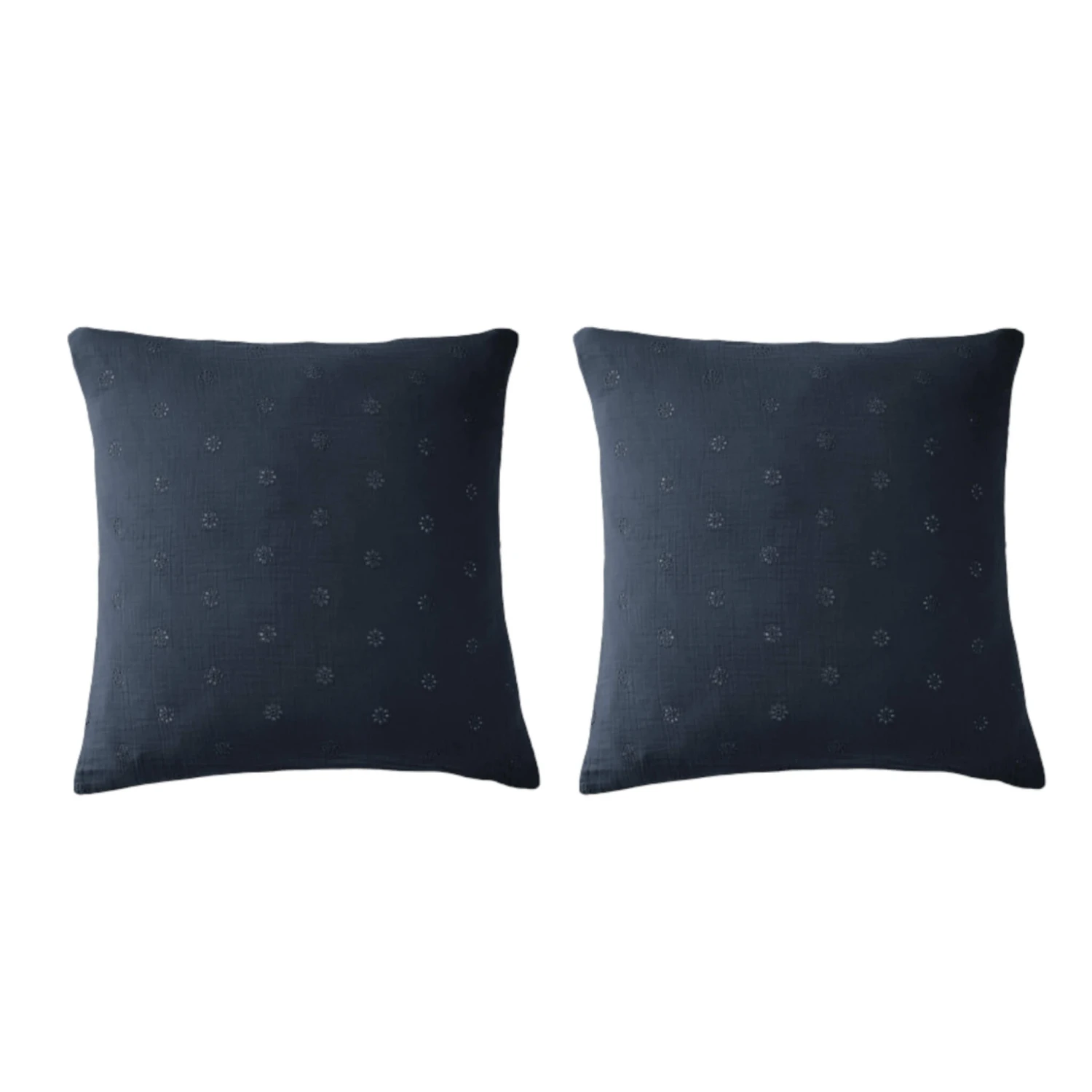 Lot De 2 Taies D'oreillers Brodées Double Gaze De Coton 7 Lot De 2 Taies D'oreillers Brodées Double Gaze De Coton – Image 5