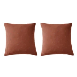 Lot De 2 Taies D'oreillers Brodées Double Gaze De Coton 28 Lot De 2 Taies D'oreillers Brodées Double Gaze De Coton -Magasin De Literie lot taie oreiller boho orange fond blanc